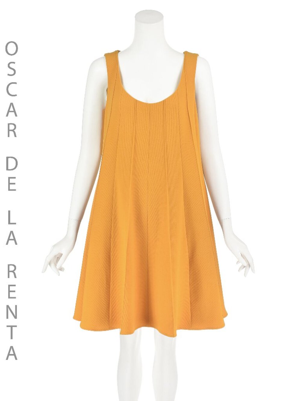 OSCAR DE LA RENTA Egg Yolk Yellow Wool Mini TentSleeveless Dress, SZ 6-8